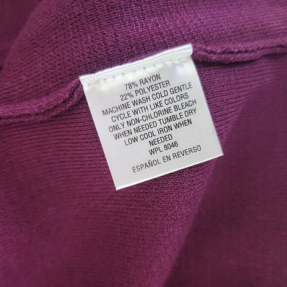 Jm Collection Purple Assymetrical Broached 3/4 Sleeve Sweater - Picture 9 of 13